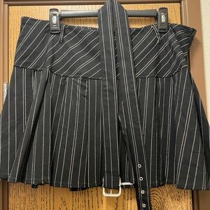 No Boundaries Black and White Striped Mini Skirt